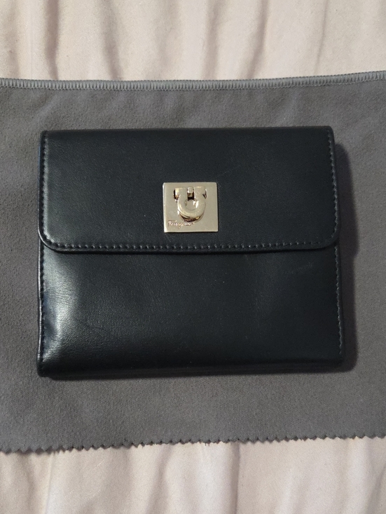 Salvatore Ferragamo Handbags - Salvatore Ferragamo Black Smooth Leather Gancini Wallet